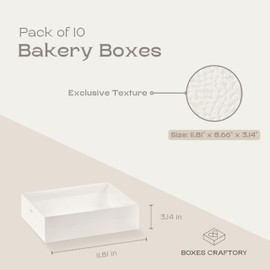 Boxes Craftory Boxes Craftory Pack of 10 Bakery Boxes with Window (11.81" x 8.66" x 3.14") - Ideal for Cookie with Window, Pastry and Small Charcuterie, White Leather