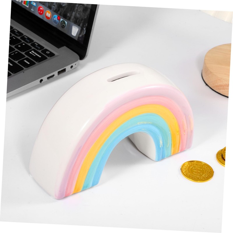 Kisangel Creative Rainbow Design Money Box Cute Ceramic Coin Bank