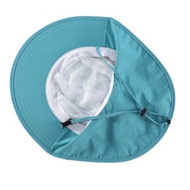 LLmoway Kids Beach Hats Boys Wide Brim Sun Protection Play Beach Hat with Flap Strap Aqua 6-12Years