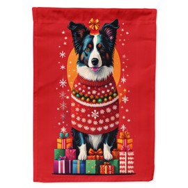 Caroline's Treasures Border Collie Holiday Christmas House Flag Large Porch Sleeve Pole Decorative Outside Yard Banner Artwork Wall Hanging, Polyester, House Size, Multicolor
