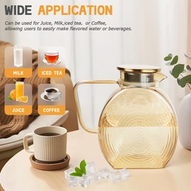 Glass Pitcher with Lid for Fridge Door 2.5L Drink Dispenser for Parties Beverage Water Lemonade