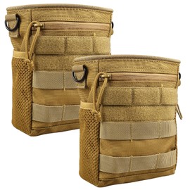 JETEDC MOLLE Dump Pouch, Storage, Military Pouch, Storage Belt Bag, Pack of 2 (Deep Khaki)