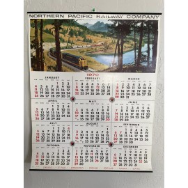 vintage 1970 northern pacific railway wall calendar, new old stock