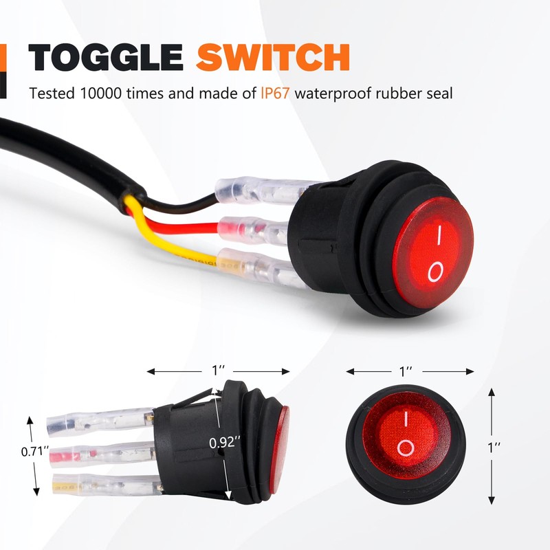 LIGHTFOX LED Light Bar Wiring Harness Kit-14AWG Wiring Kit with