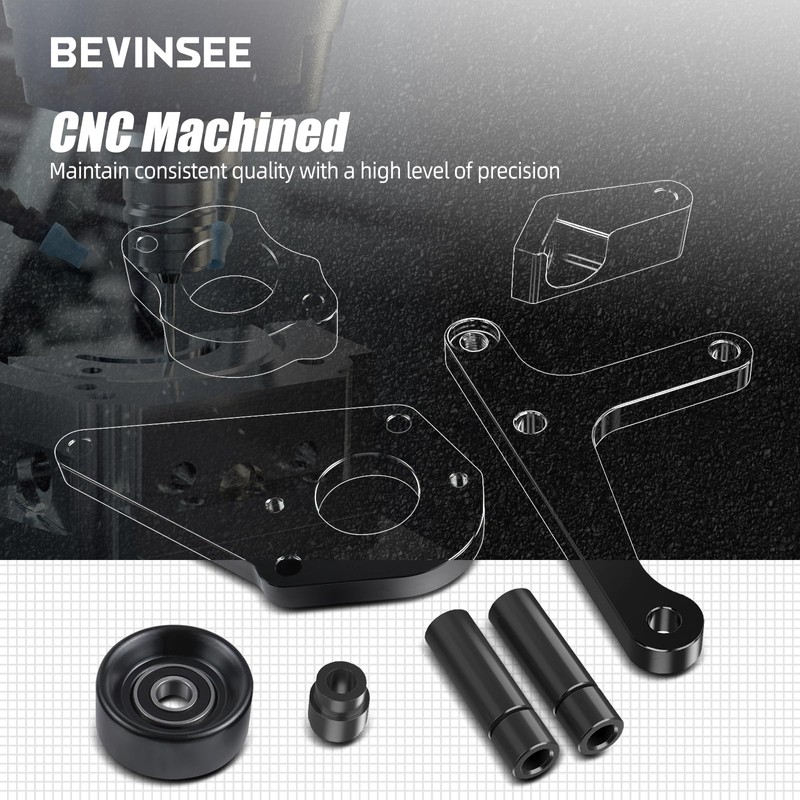 Bevinsee LS Power Steering Pump Alternator Low Mount Bracket Compatible