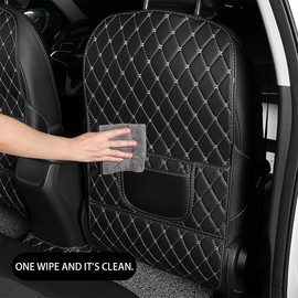 JNNJ Car Backrest Protectors, Waterproof Car Seat Kick Mat Protector, Universal Leather Car Seat Backrest Protector with Pocket, Seat Back Protector Protects Vehicle Seats from Dirt and Damage