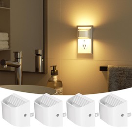 VOLISUN Night Lights Plug into Wall, 4 Pack Up and Down LED Night Light with Dusk to Dawn Light Sensor, 3000K Warm White Nightlight for Hallway, Bedroom, Bathroom, Kitchen White