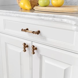 Asidrama 6 Pack 3 Inch(76mm) Champagne Bronze Kitchen Cabinet Handles,Brushed Brass Cabinet Pulls Kitchen Cabinet Hardware for Cupboard Gold Drawer Pulls