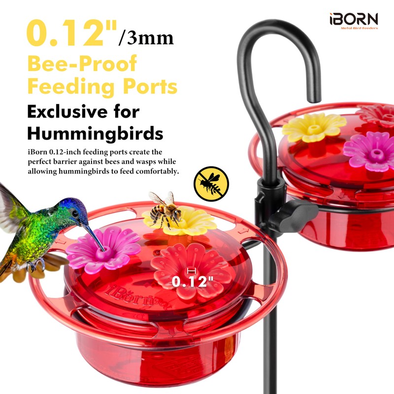 iBorn Small Hummingbird Feeder Hummingbird Feeders for Outdoors Hanging 4PCS