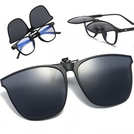 Polarized Clip On Sunglasses for Men & Women – Anti-Glare Sunglass Clip Ons Over Glasses, Flip-Up Design for Driving, Travel & Outdoor Sports