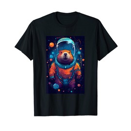 Capybara Water Pig Astronaut Planets Space Hamster T-Shirt