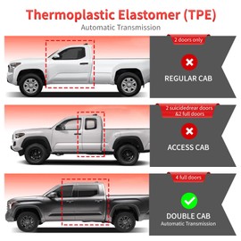 Wayhigh-All Weather Floor Mats for 2024 Toyota Tacoma Double Cab(Automatic Transmission)(Not for Manual or Hybrid), Custom Fit TPE Heavy Duty Car Mats Set Tacoma Accessories - Black