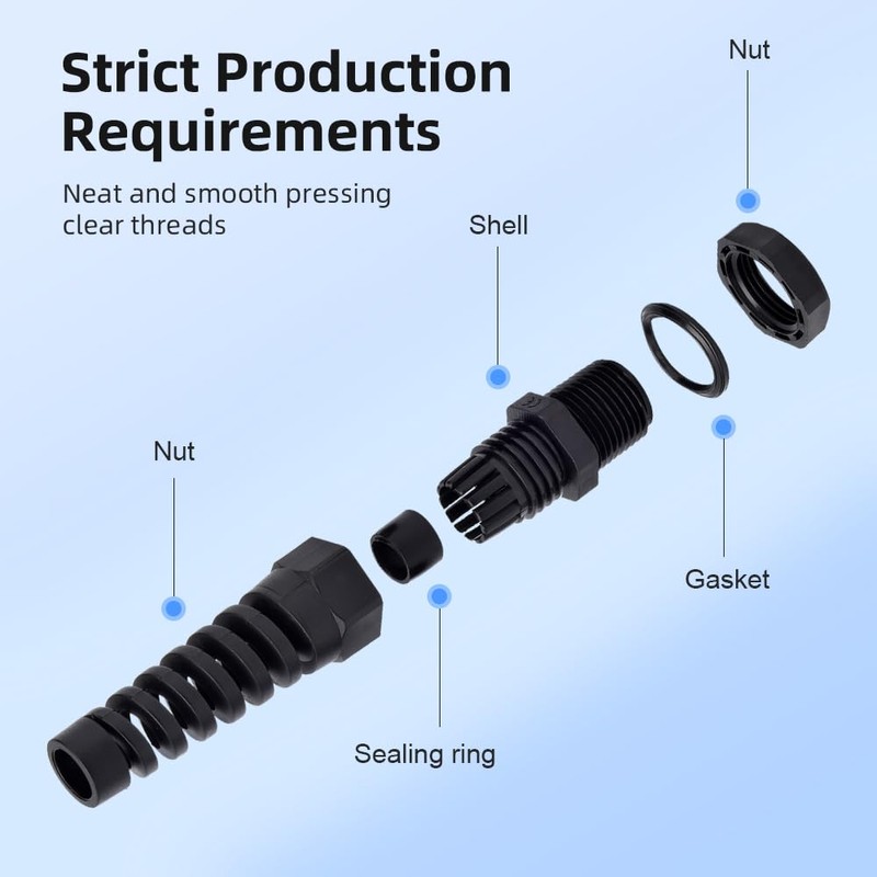 Strain Relief Cord Connector, CGELE 5 Pack NPT 1/2" Waterproof