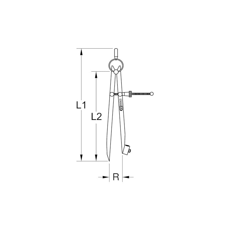 KS Tools 300.0411 Precision spring pointed dividers with pencil holder