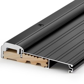 Blulu 36" Aluminum Exterior Door Threshold 5 5/8" Swing Threshold Black Heavy Duty Aluminum Door Sill Pan for Weatherproof & Easy Install for Residential/Commercial Use