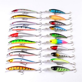 RoseFlower 20 Pieces Fishing Lure Kits Mixed Universal Artificial Soft Bait Sets Including Spinning Lures, Plastic Worms, Frogs, Single Hooks, Tackle Box - Freshwater Saltwater Fishing Equipment
