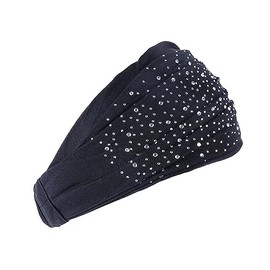 JJLFresheners Makeup Headband Super Soft Yoga Rhinestone Head Wrap Solid Color Elastic Hairbands Glittery Hair Accessories for Women and Girls Black