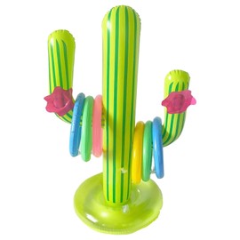 7 PCS Hawaiian Party Decorations,Cactus Ring Toss Game Set,Hawaiian Accessories,Mexican Decorations,Inflatable Palm Tree,Pool Games,Summer Party,Ring Toss Game