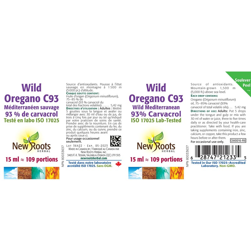 New Roots Herbal - Wild Oregano C93-15mL - Wild Mediterranean