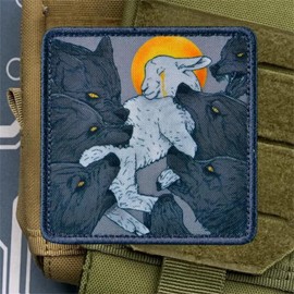 "The Lamb" Patches Velcro Sheep and Wolf Velcro Patch Print Tactical Morale Patch for DIY Backpacks Tactical Clothing Baseball Cap Uniform