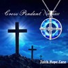 JLYY Silver Circle CZ Cross Necklace for Women Faith Hope