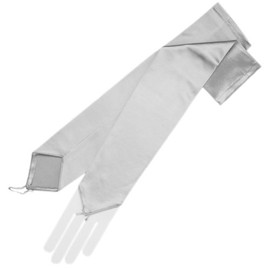ZaZa Bridal Stretch Satin Fingerless Gloves Opera Length 16BL-Silver