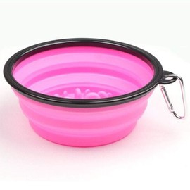 HRTSPETS Portable Travel Pet Bowl Slow Feeder, Collapsible Dog Bowl, Foldable Expandable Cup Dish for Pet Cat Food Water Feeding