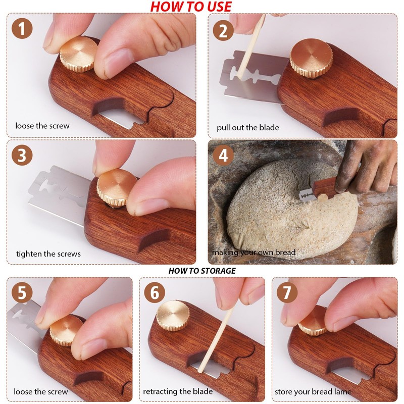 FYLFOTA Sourdough Bread Knife Slicer for Slicing, Wooden Bread Bow
