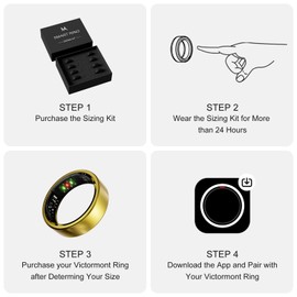 Vic Smart Ring for Women/Men - Gold 10 - Sleep & Fitness Tracker with HRV - Heart Rate - Stress Monitoring – No App Subscription – Titanium Body – Android & iOS Compatible– 5-Day Battery Life