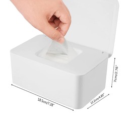 CHIMNE 2Packs Wipe Dispenser,Wipe Holder for Baby & Adult,Refillable Wipe Container Keeps Wipes Fresh with Lid for Bathroom Baby Nursery,Flushable Storage Case Box (White)