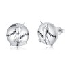 Sports Earrings for Men 925 Sterling Silver Baseball Stud Earrings,
