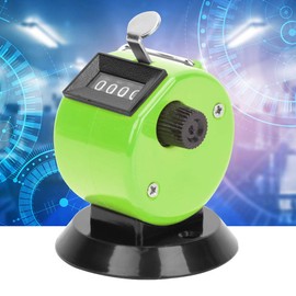Yanmis Hand Tally Counter, BERM 4-Digits ABS Plastic Shel Tally Counters Handheld Pitch Click Counter with Hook Base Number Count, Mechanical Palm Counter (Green)