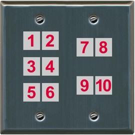 RiteAV Custom Wall Plate 10 Port, 2 Gang Flat, Stainless Steel, Choose HDMI Coax 3.5mm Banana Cat5/6 Phone RCA Speaker Toslink USB