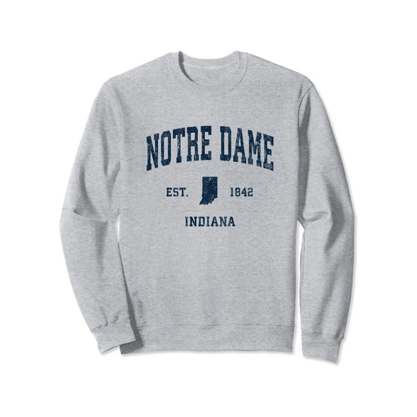 Notre Dame Indiana IN Vintage Athletic Navy Sports Design Sweatshirt, Long Sleeve
