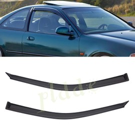PLDDE 2 pcs For 92-95 Honda Civic 2-Door Coupe/3-Door Hatchback Front+Rear Sun/Rain Guard Outside Mount Window Visors