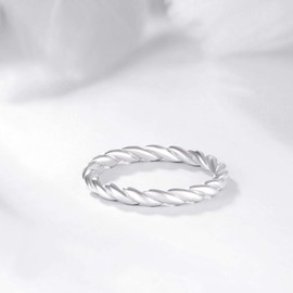 EAMTI Twisted Rope Ring for Women 925 Sterling Silver Stacking Wedding Band Size 7.5