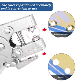 Eyelet Plier，Hole Punch Pliers Eyelet Setting Tool Portable Manual Tool for Sealing, Punching 3mm-12mm Adjustable of Leather and Paper with Non-Slip Grip and 100Pcs Buttons