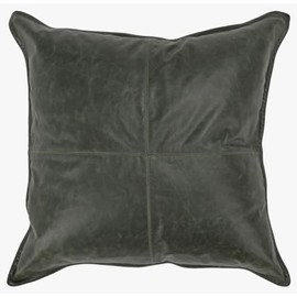Genuine Leather Pillow Cover Case for Lumbar Throw Couch Pillows - Farmhouse Decorative Modern Sofa Thick & Soft Cushion Covers (Forest Green, 18" x 18")