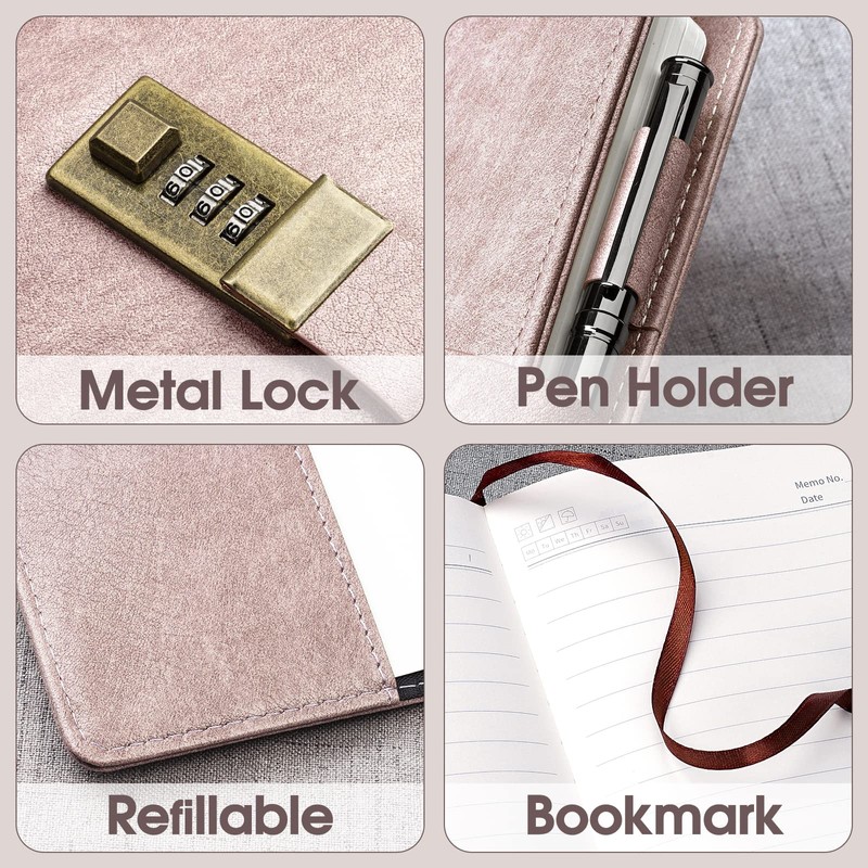 WEMATE Diary with Lock, A5 Journal with Lock 240 Pages,