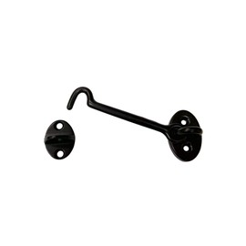 QCAA Heavier Duty Brass Door Hook Latch & Eye, 4", Matte Black, 2 Pack, Made in Taiwan