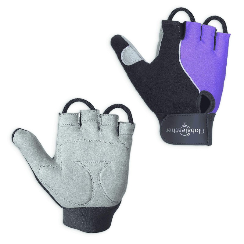 Globaleather Gel Pad Lite Wheelchair Gloves - Purple (Small) -