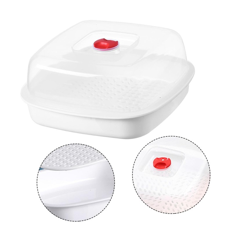DOITOOL Microwave Steamer 8.27X8.27X4.33In Square Plastic Food Steamer with Ventilated