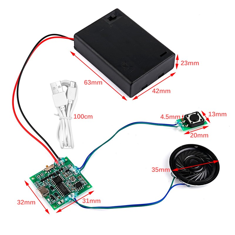 DIYmall Recordable Sound Module Voice Playback with Speaker, Supports USB