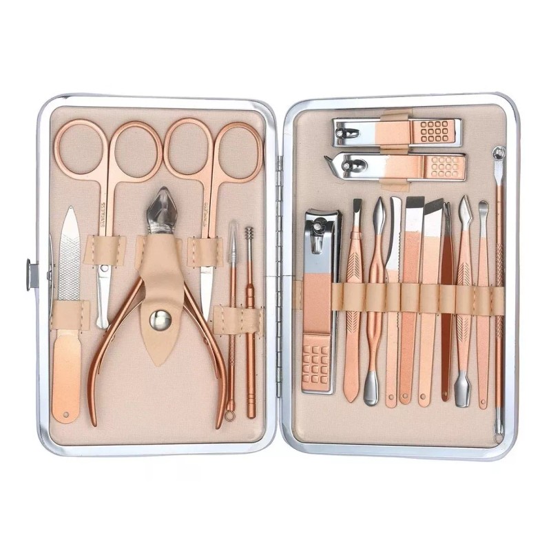 Silver Access Kit De Herramientas Para Pedicura Manicura Estuche 18