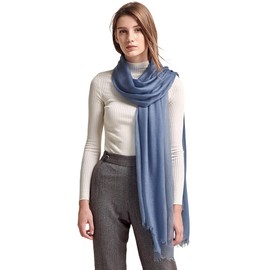 Prettystern Women's 100% Cashmere Feather Light Ring Pashmina Scarf Evening Dress Stole Made of Wafer-Thin 200 Yarn Cashmere Threads, Denim Blue