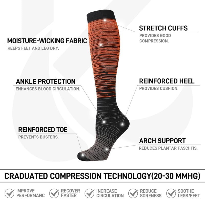 Kickticks 4 Pairs Compression Socks for Woman & Man Unisex