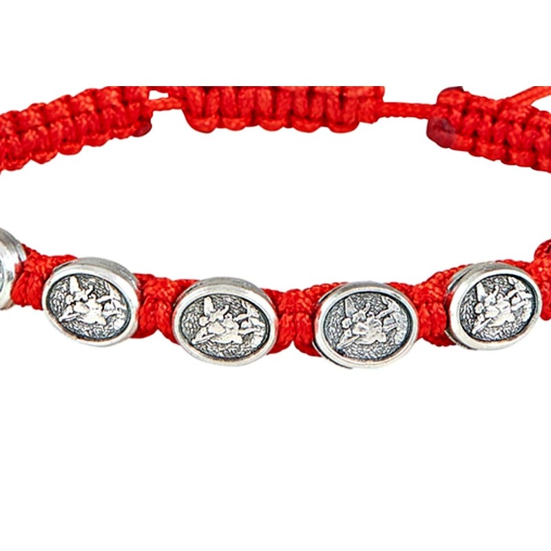 Needzo St. Michael Guardian Angel Red Bead Bracelet, 8 Inch