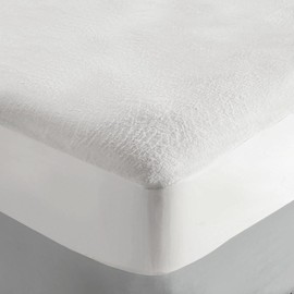 Bamboo Terry Waterproof Mattress Protector – Breathable Absorbent Moisture Wicking Antibacterial Hypoallergenic Odour Resistant Bed Cover Topper with 30cm Skirt - Size Double, Measures 135 x 190cm