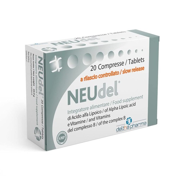 Neudel Food Supplement Antioxidant and Anti-Aging Alpha Lipoic Acid 600 Mg with Patented Controlled Release and Vitamins of Group B, for Nervous System Functionality – 20 Cpr