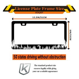 KDQEP Coniferous Forest Bigfoot License Plate Frame,American Flag Rock Black Cool License Plate Frame,Rust-Proof Waterproof Stainless Steel 2 Hole License Plate Holder for Men Women 12.2 X 6 Inch